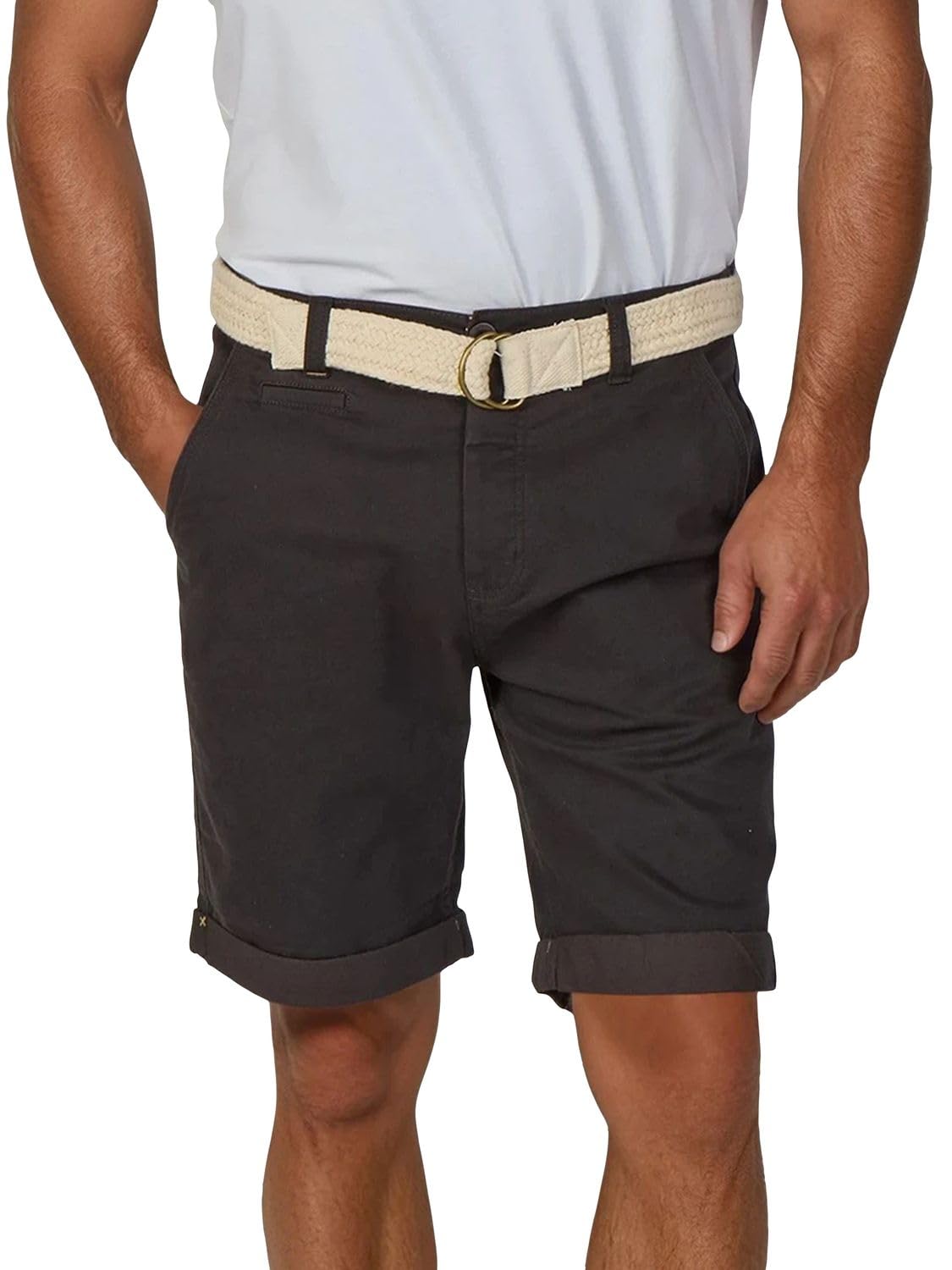 riverso Kurze Hosen Herren Sommer Chino Shorts mit Gürtel Regular Fit RIVHenry Bermuda Stretch Blau Navy Rot Grün Orange Beige Grau 30 31 32 33 34 36 38 40 42 44 46