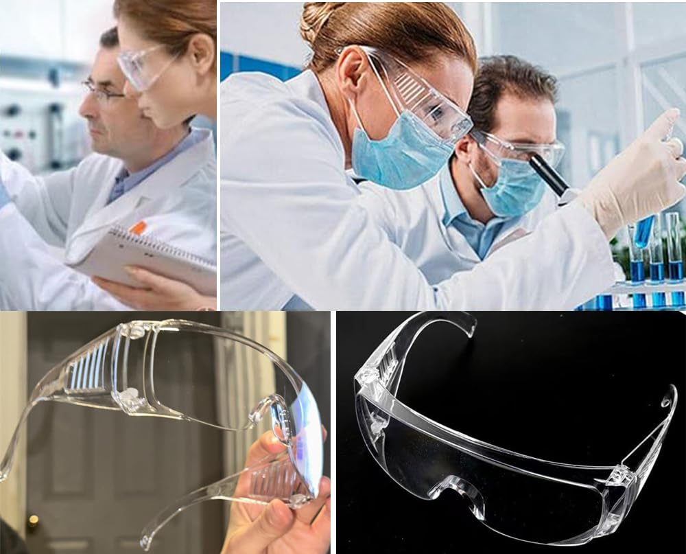 Occhiali di sicurezza trasparenti, occhiali a prova di spruzzi con anti appannamento, occhiali protettivi da laboratorio, occhiali protettivi leggeri sopra gli occhiali resistenti agli urti e