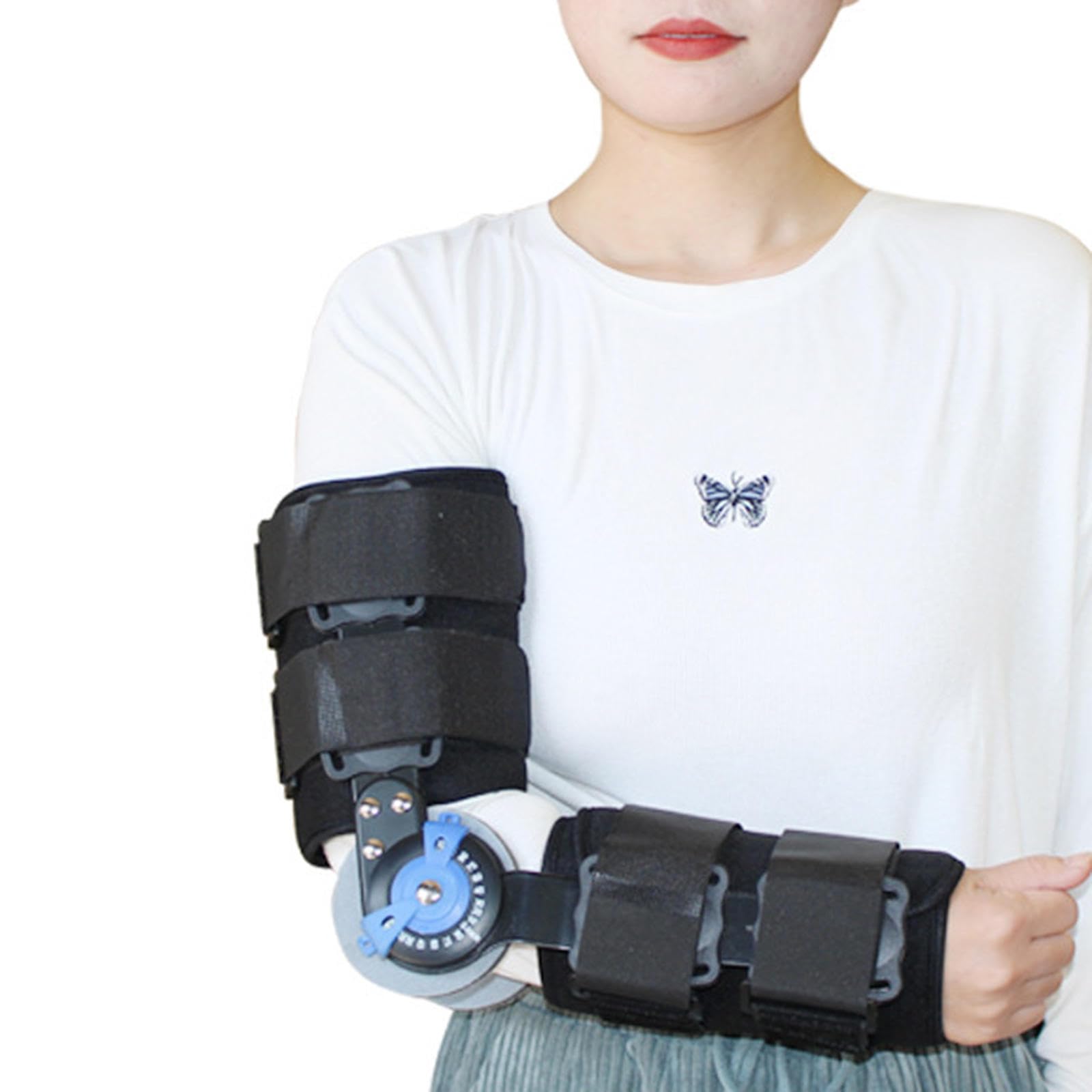 Tutore per Gomito Incernierato Taglia Unica, Stabilizzatore Del Gomito Universale per Braccio Sinistro e Destro, Immobilizzatore per Stecca Gomito con Cinghia per Lesioni Ai Legamenti
