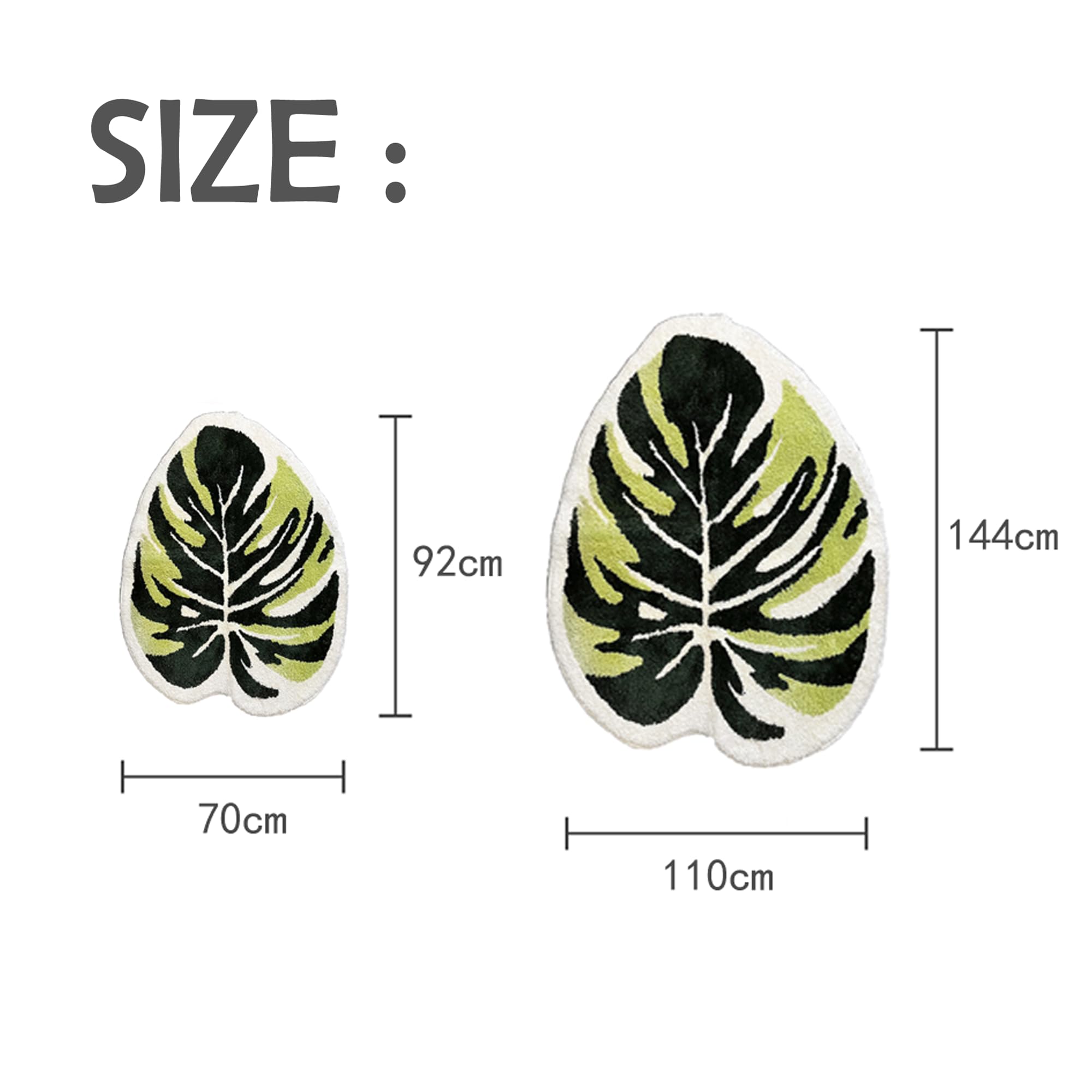 THRILRUG 70×92cm Monstera Leaf Area Tufted Rugs Non Slip Bath Mat Tufted Rug,Ultra Soft Washable Children Play Plant Leaves Shaped Kids Pets Floor Mat Carpet for Bedroom,Living Room Green - Image 3