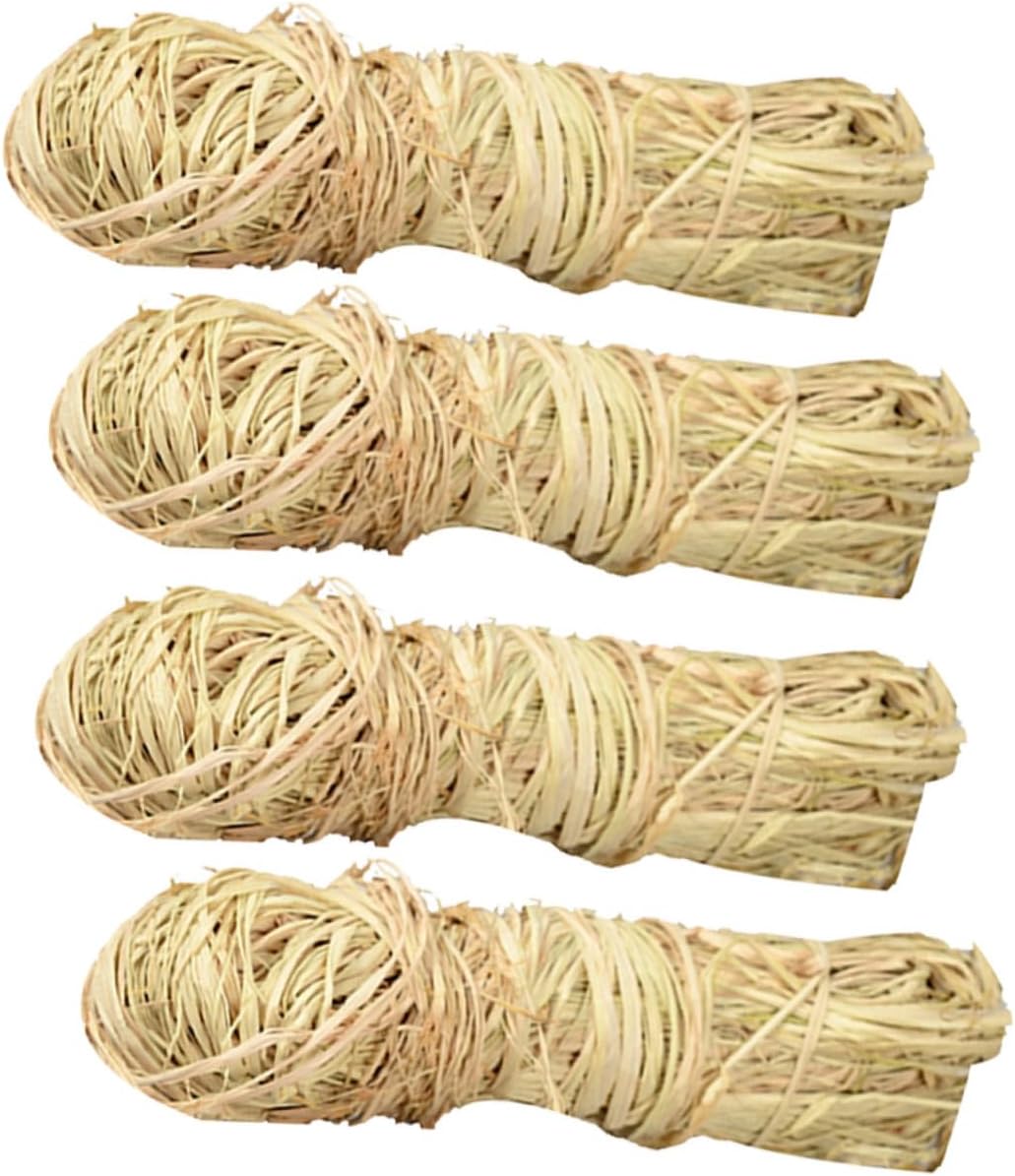 4Pcs Natural Raffia Ribbon Packing Bundle for Book and Cup Decoration