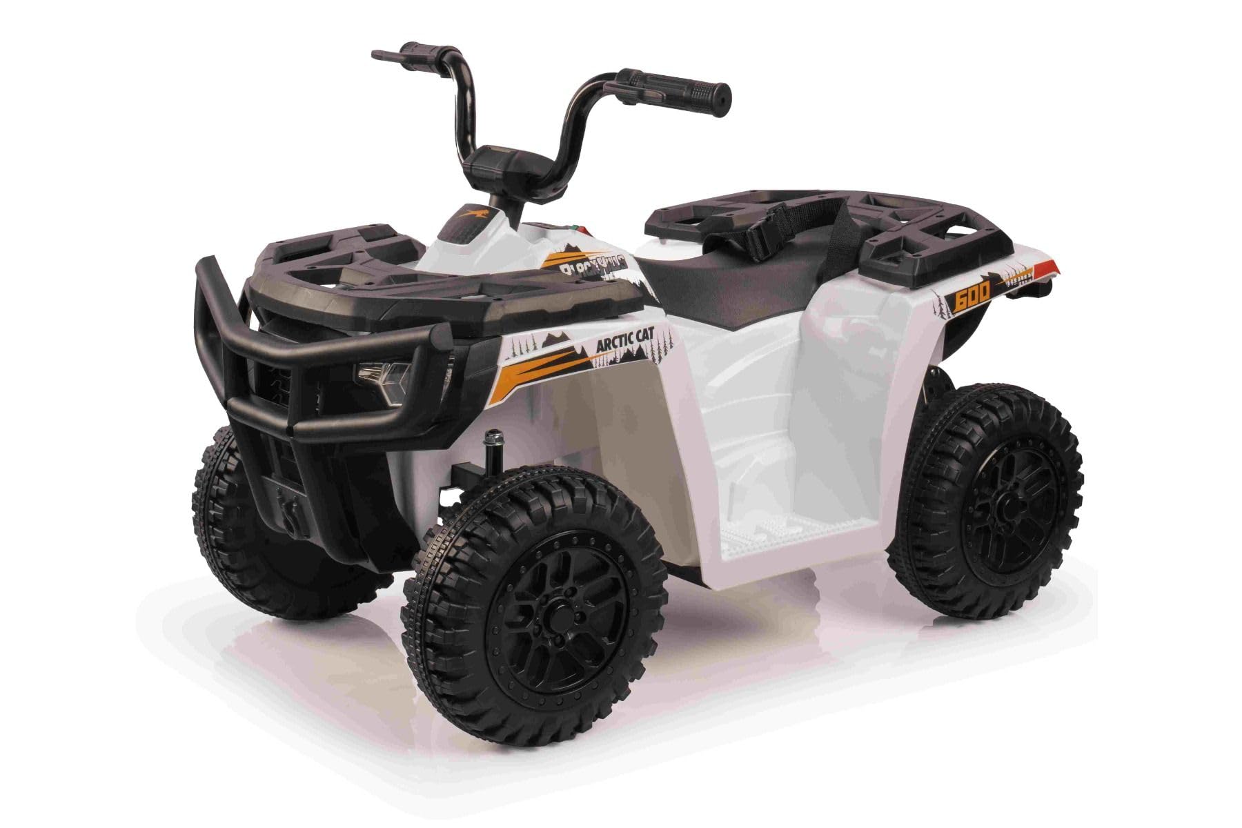 Licencjonowany elektryczny Ride-on Quad Arctic Cat 12 V z napędem na tylne koła, biały, oświetlenie LED, akumulator litowy, 2 x silniki 25 W