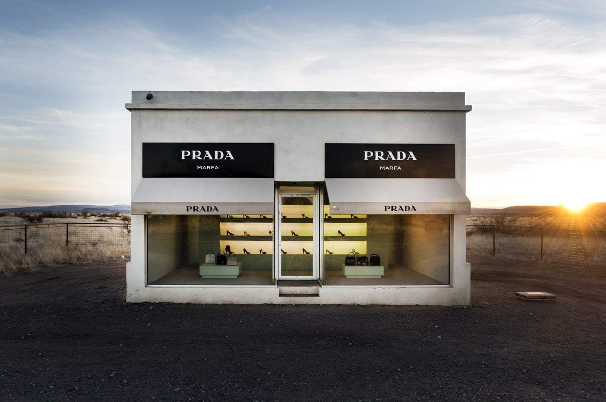 Photo Print - Prada Marfa, Valentine, TX - A Permanently Installed Sculpture by Artists Elmgreen and Dragset - Historic Fine Art Wall Décor Poster - 30in x 24in