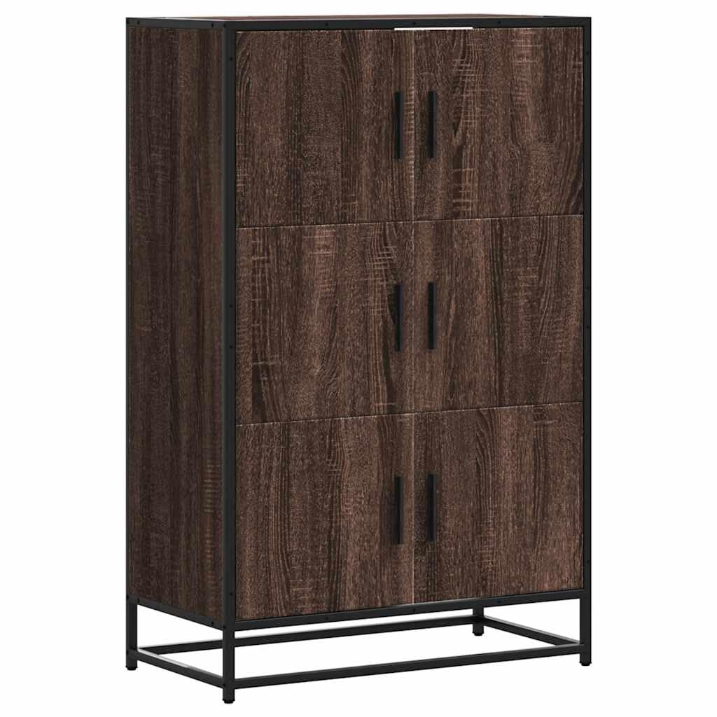 Mobiletto alto effetto rovere, 68 x 35 x 106,5 cm, in legno | Elegante armadietto per soggiorno e corridoio, spazio strutturale su 3 livelli con robusta struttura in metallo.