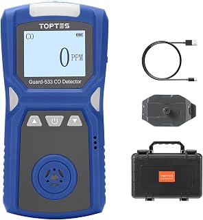 TopTes Guard-533 Detector Portátil de Monóxido de Carbono, con Alarmas Visuales, Sonoras y Vibrantes, Diseño con Clip Trasero, 120h de Espera, y a Prueba de Explosiones para Uso Doméstico y Laboral