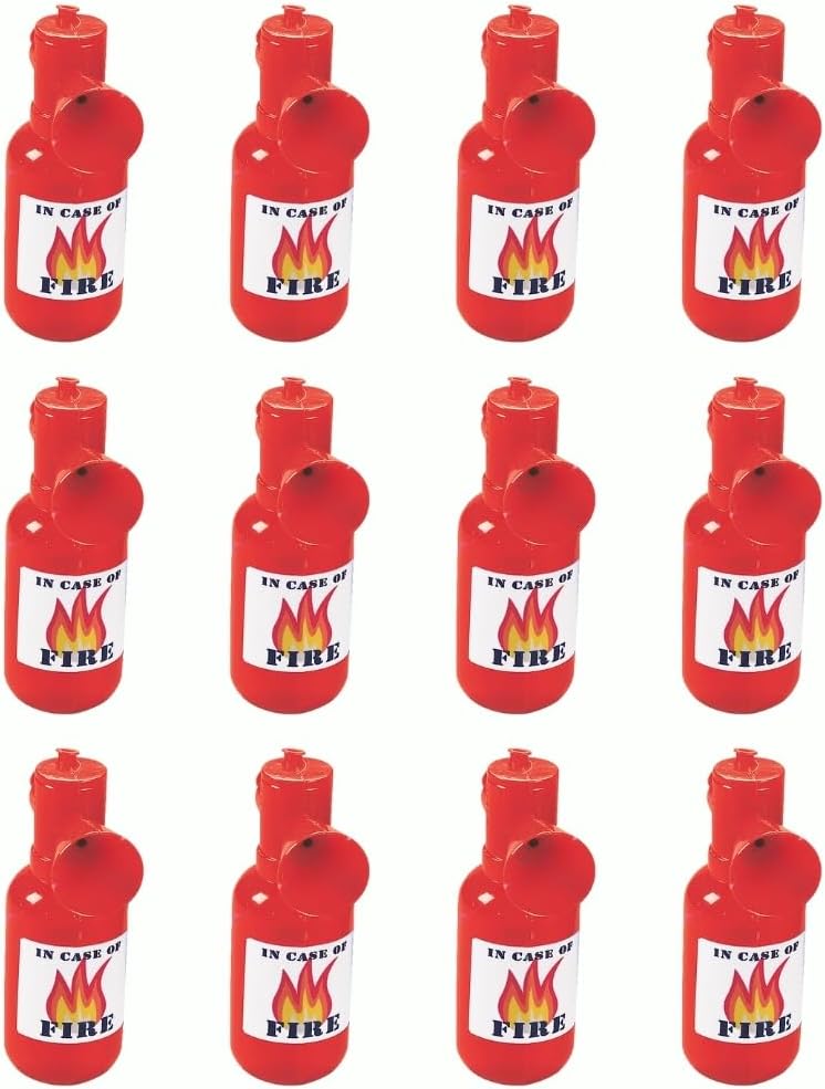Fire Extinguisher Toy Water Squirt Guns - Set of 12, Small Mini 4.5 Inch Size - Party Favors and Handouts