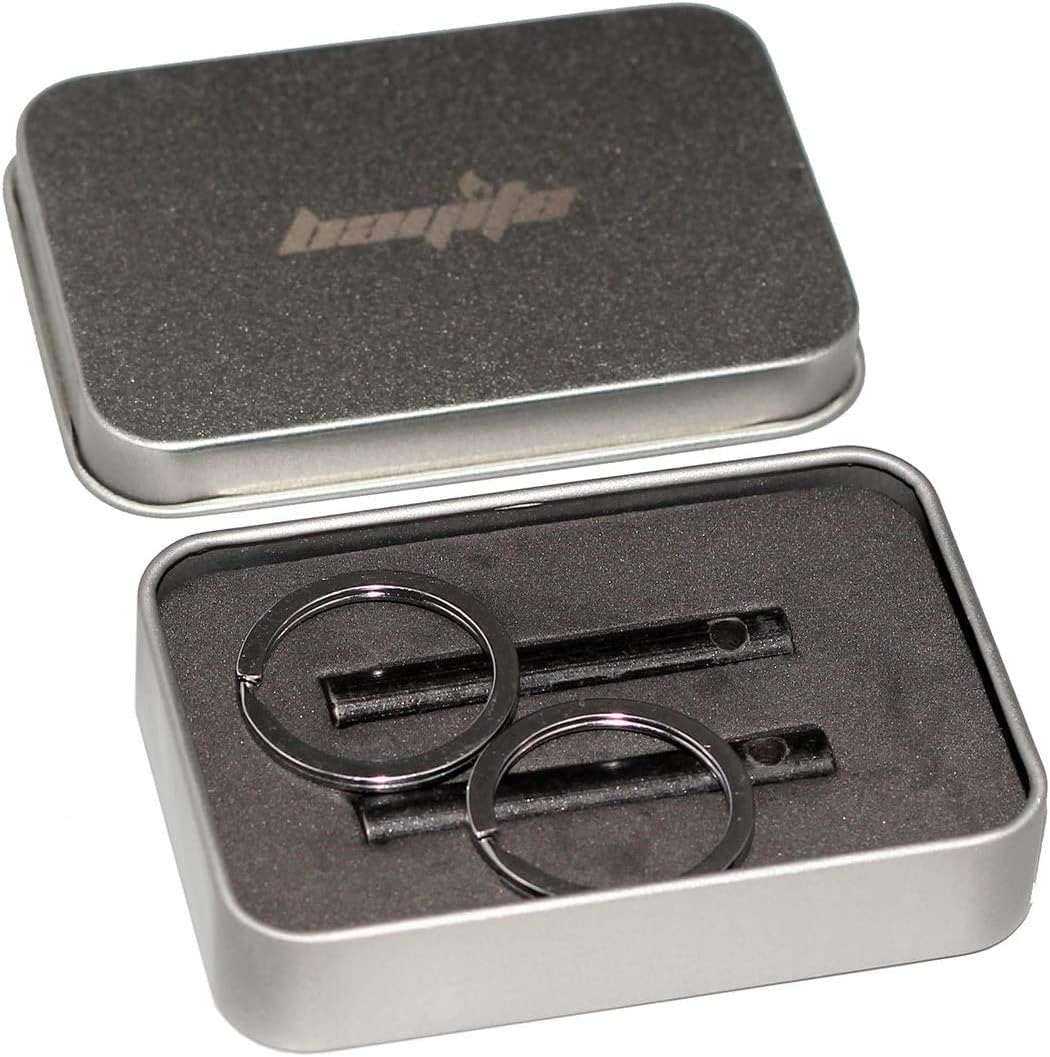 bayite Survival Drilled Ferrocerium Flint Fire Starter Rod with Keychain Ring 2 Inch Pack of 2