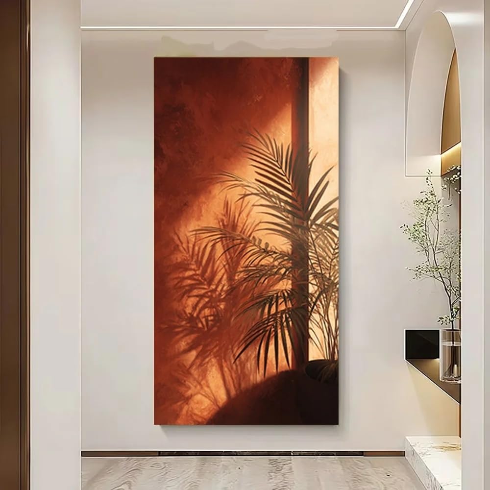 LTjiajuypd Canvas Prints Sunlit Palm Shadows On Wall Abstract Art For Bedroom Living Room Decor(70X140cm)