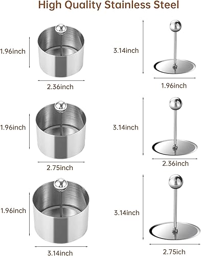 Miniatura 3 de Juego de 3 anillos redondos de acero inoxidable para tartas, molde de anillo para pastel de mousse con juego de prensa