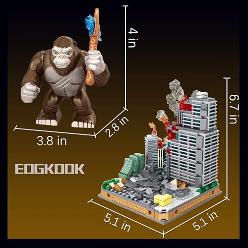 Miniatura 8 de EDGKODK Fierce Beast Monsters Hong Kong Duel Building Block Toy para niños de 7 a 12 años, 493 piezas King Kong