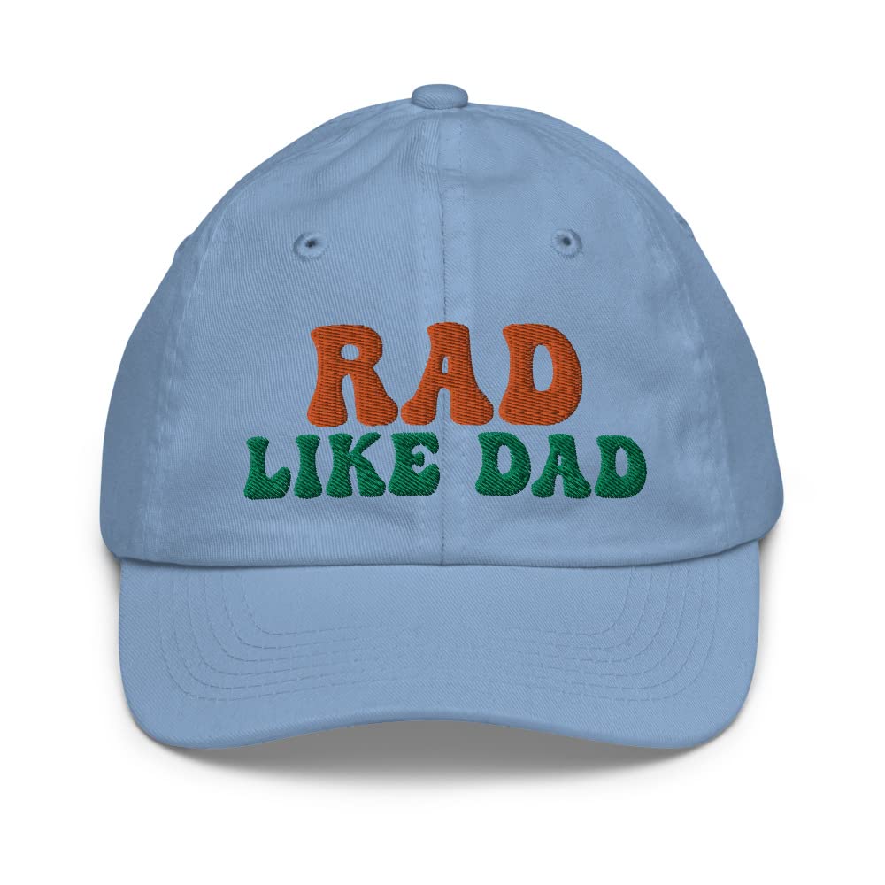 Rad Like Dad Hat Funny Retro Groovy Kids Baseball Cap Baby Blue
