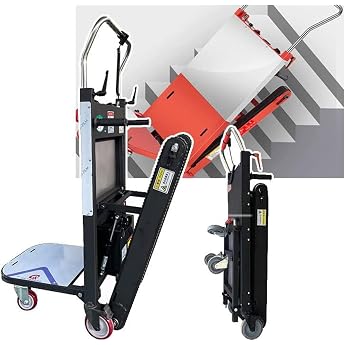 Electric Stair Climbing Cart, Foldable Electric Stair Climber Cart, Foldable Cart for Stair Climbing and Loading Capacity 200-600 Kg, Usage Time/5 Hours for Carrying Goods, Black, 48V 72AH