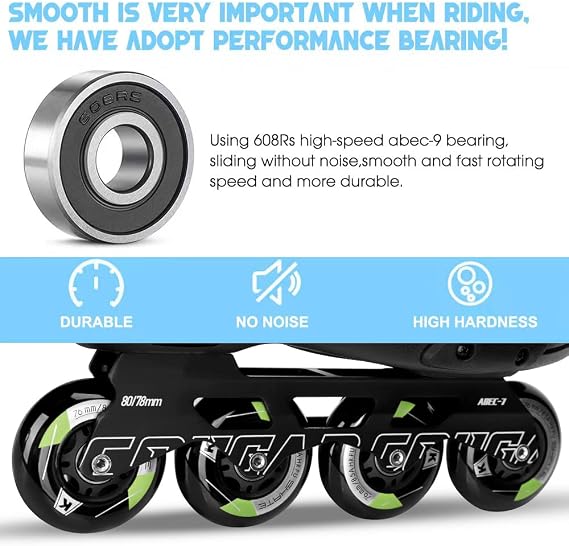 8 Pack Inline Skate Wheels 64mm 70mm 72mm 76mm 80mm Inline Replacement Wheels for Roller Blades Derby K2 Inline Skates 85A Indoor Outdoor Inline Skate Wheels