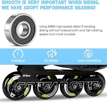 8 Pack Inline Skate Wheels 64mm 70mm 72mm 76mm 80mm Inline Replacement Wheels for Roller Blades Derby K2 Inline Skates 85A Indoor Outdoor Inline Skate Wheels