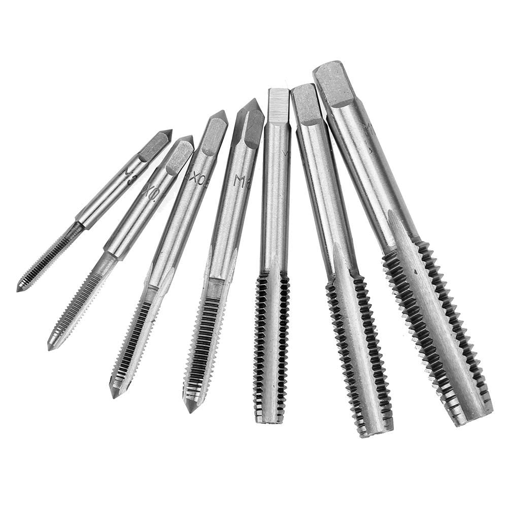 Digital Craft Hand Tools Die Set Screw Taps Thread Plugs Alloy Steel and M3-M12 Tap Metric Plug Tap Screw Taps Hinge Set 8Pc Tap Set,Hand Gloves,Cutting Oil,Telescopic Magnetic Pen 1