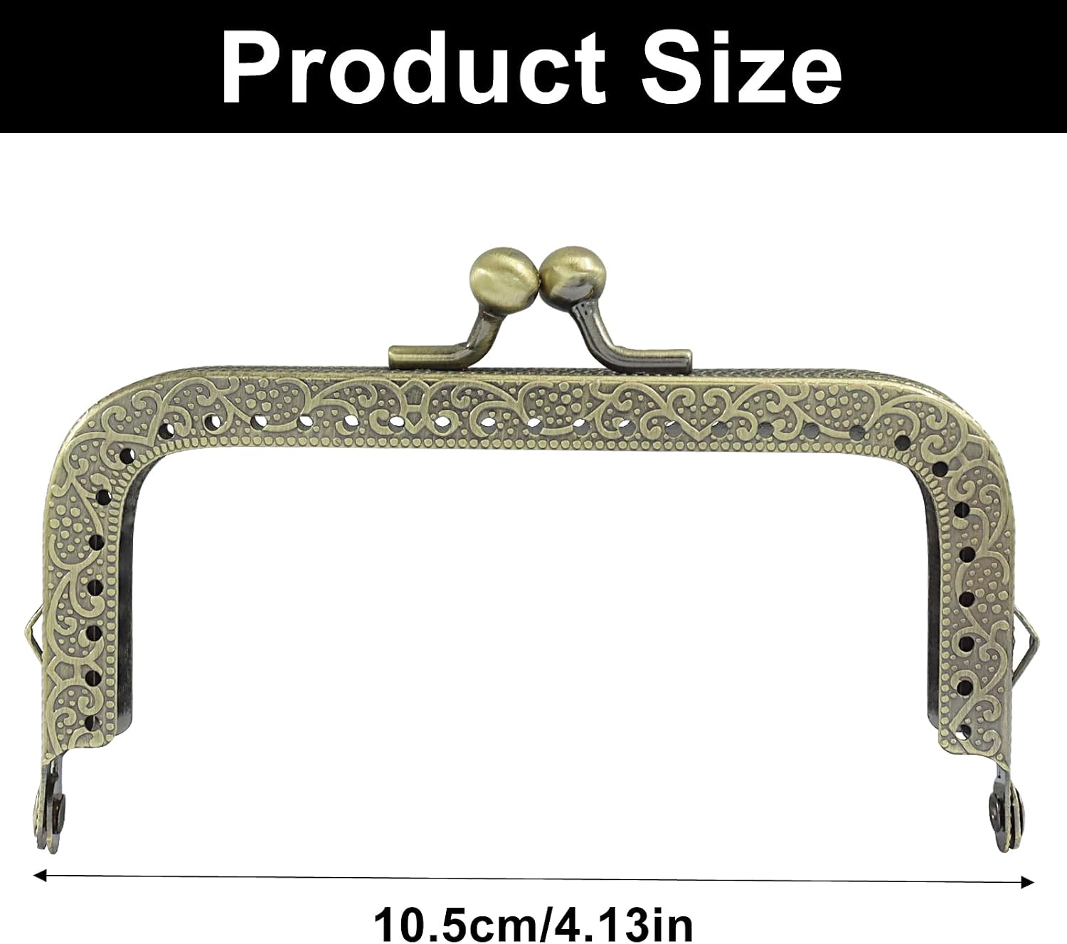 Zorveiio 2 Pcs 10.5cm Metal Kiss Clasp Purse Frame Lock
