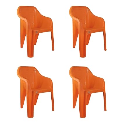 Cello Dynamo Chair Set Pack of 4 - Orange (Plastic)
