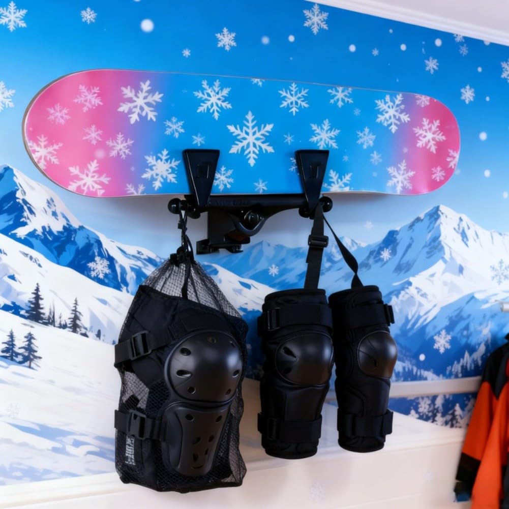 EasyByMall Estante de almacenamiento de pared para snowboard, soporte de tablero de esquí ABS para exhibición de garaje, organizador vertical que ahorra espacio