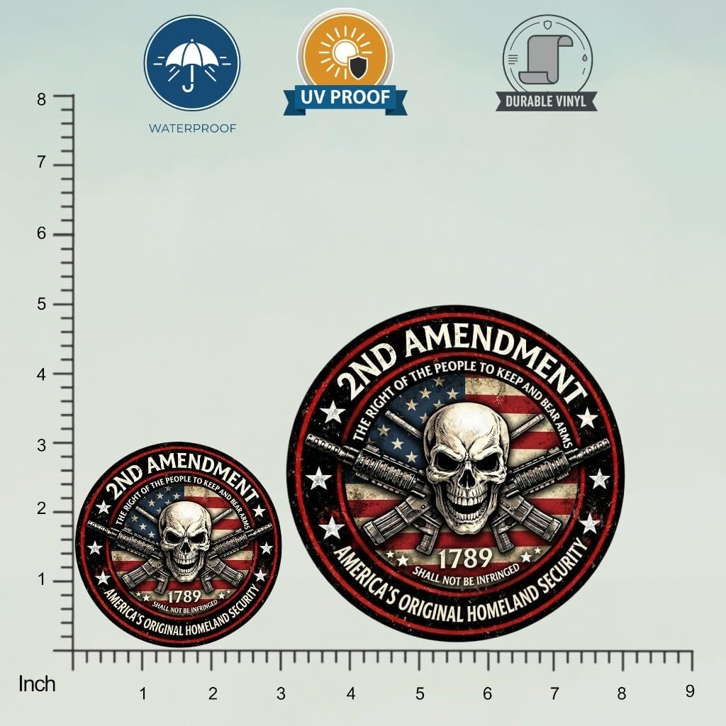 (1Pcs 5" + 1Pcs 3") 2nd Amendment The Original Homeland Security - The Right to Keep and Bear Arms Sticker, 2nd Amendment Decal Waterproof Vinyl Blessed Vinyl Waterproof Sticker Decal
