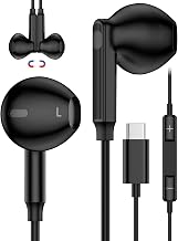 Wired Earbuds USB C for iPhone 17e 16e 17 Air 16 Pro Max 15 | Black | Type C Corded Earphones, Earpods Cable with Mic, USB C Wired Headphones for Samsung Galaxy S26 S25 S24 Ultra S23, Pixel 10 9