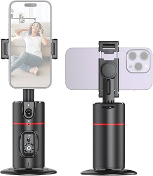 Andoer Car Face Tracking Tripod Smart Mobile Phone Holder with Motion Tracking 360° Rotation Smart Tracking Phone Holder with Phone Clip 1/4 Inch Screw for Vlog Live Streaming Video Recording