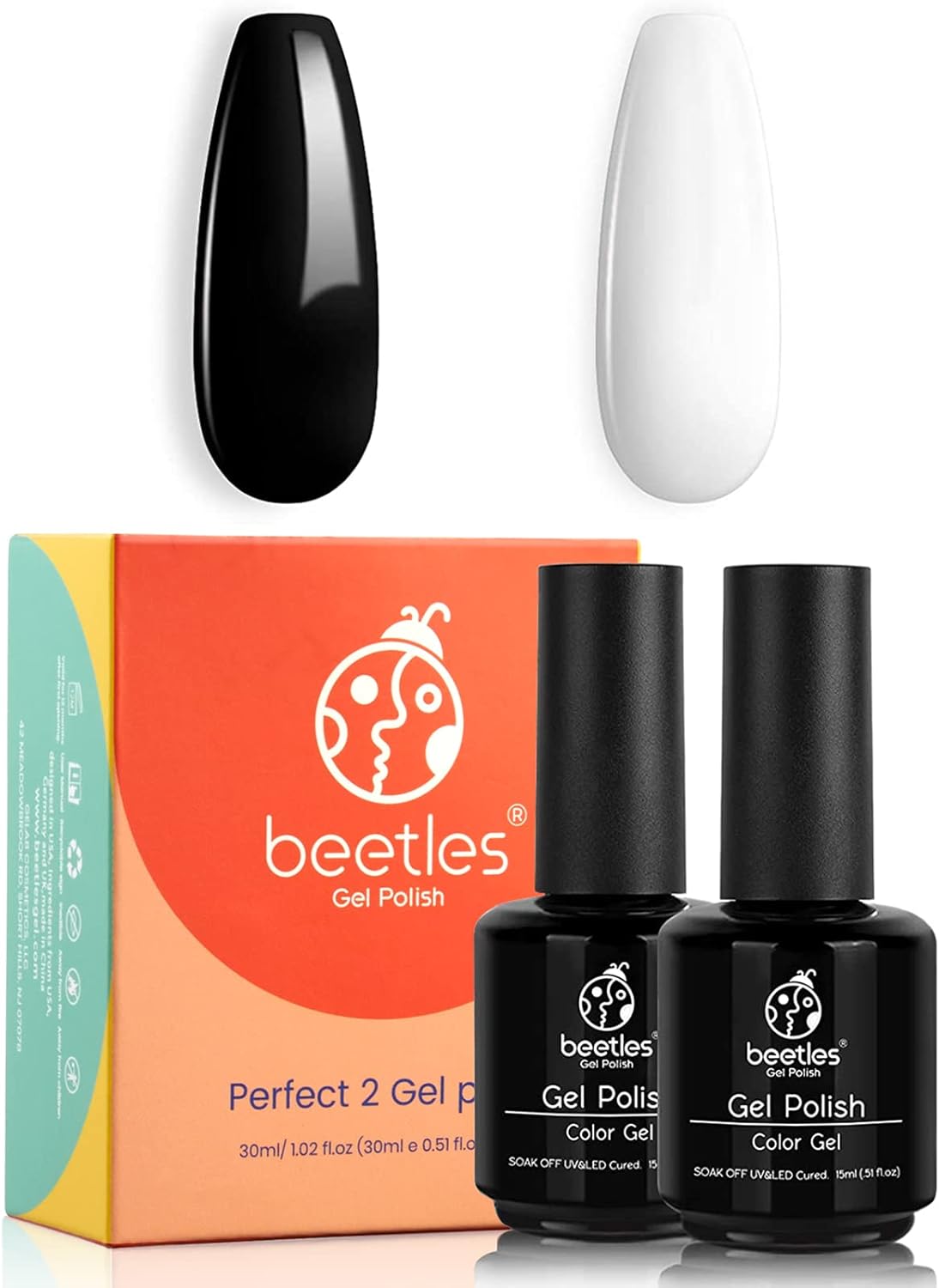Beetles Gel Nail Polish Kit 2 Pcs 15ml Black White Colors Gel Polish