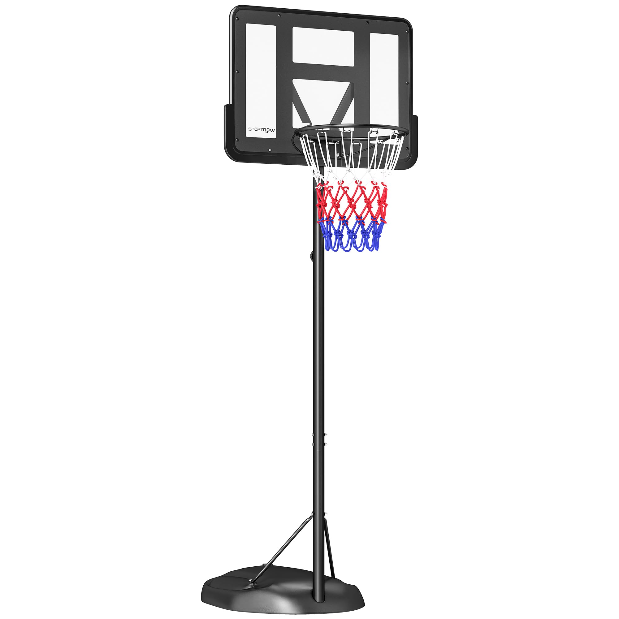 SPORTNOW Canasta de Baloncesto con Altura Ajustable 216-277 cm Aro de Baloncesto para Exterior con Ruedas y Base Rellenable para Adolescentes y Adultos Negro