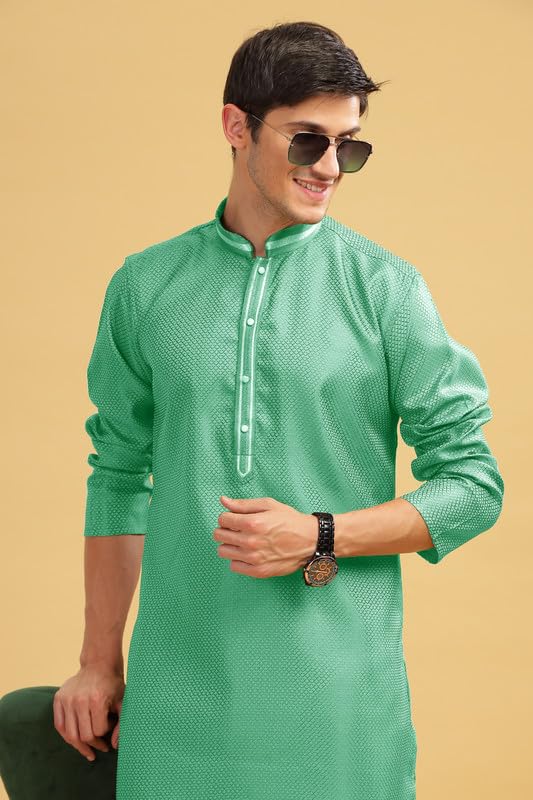 Image of BE ACTIVE Cotton Jacquard Blend Kurta for Men | Traditional and Elegant Design | Full Sleeve Kurta