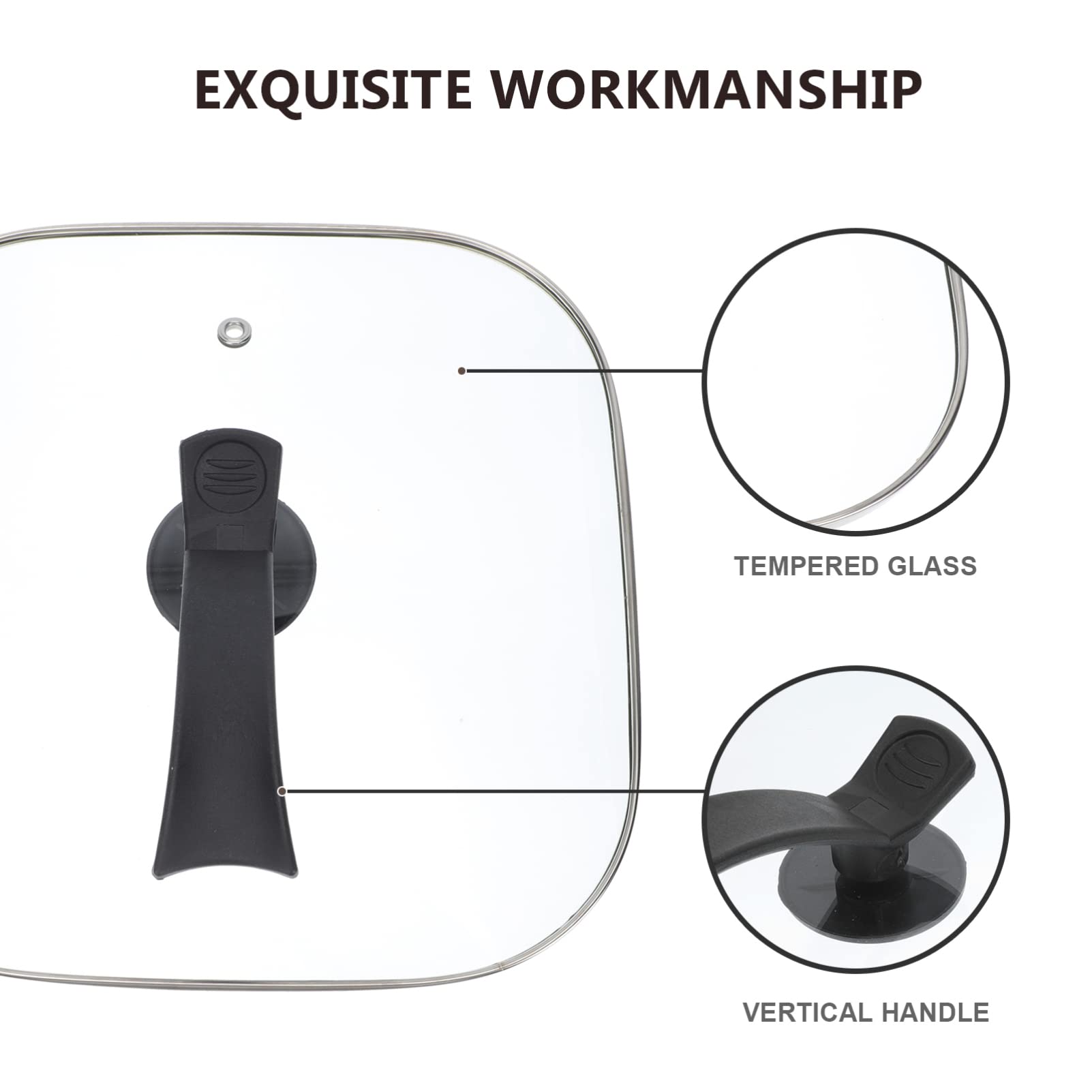 TOPBATHY 1pieza Tapa Cuadrada De Vidrio Transparente Para Olla Eléctrica De Accesorio Multifuncional Para Cocina Sellado De Acero Inoxidable Resistente Antisalpicaduras