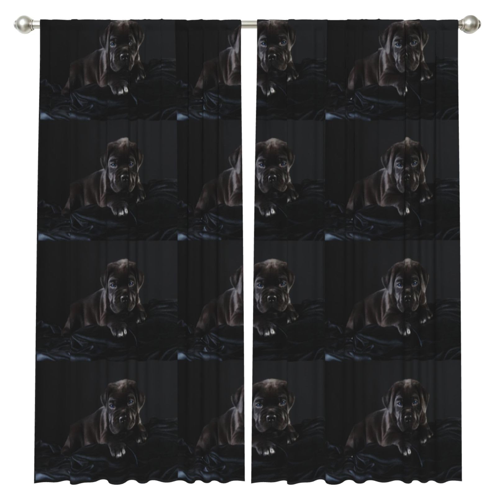 InOmak Cane Corso Pets Puppy Black Cane Corso, 2 Panels Window Curtains 52 x 84 Inch Blackout Curtains for Living Room Bedroom
