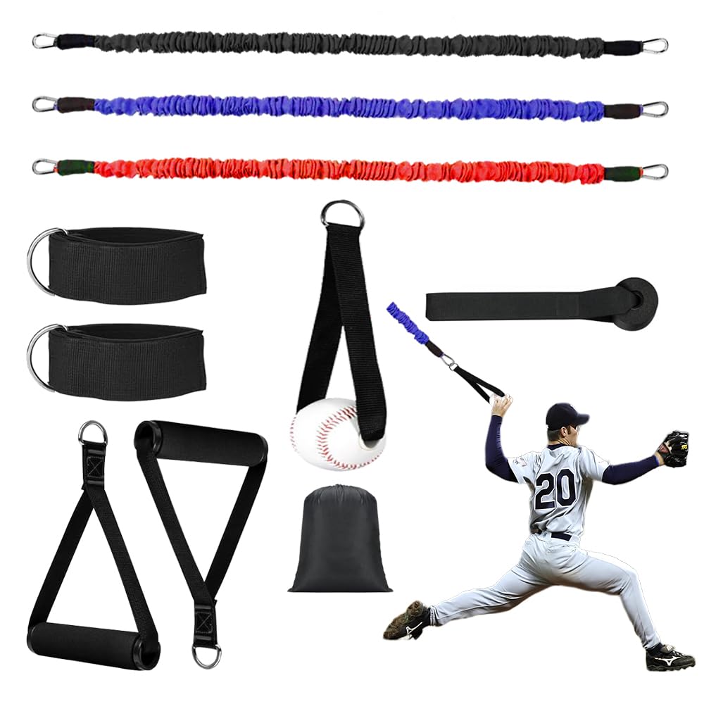 Davllin Baseball Resistance Trainer,Training Aid for Baseball Softball Pitchers,Interchangeable Grips to Build Arm Strength,Arm Bands for Baseball