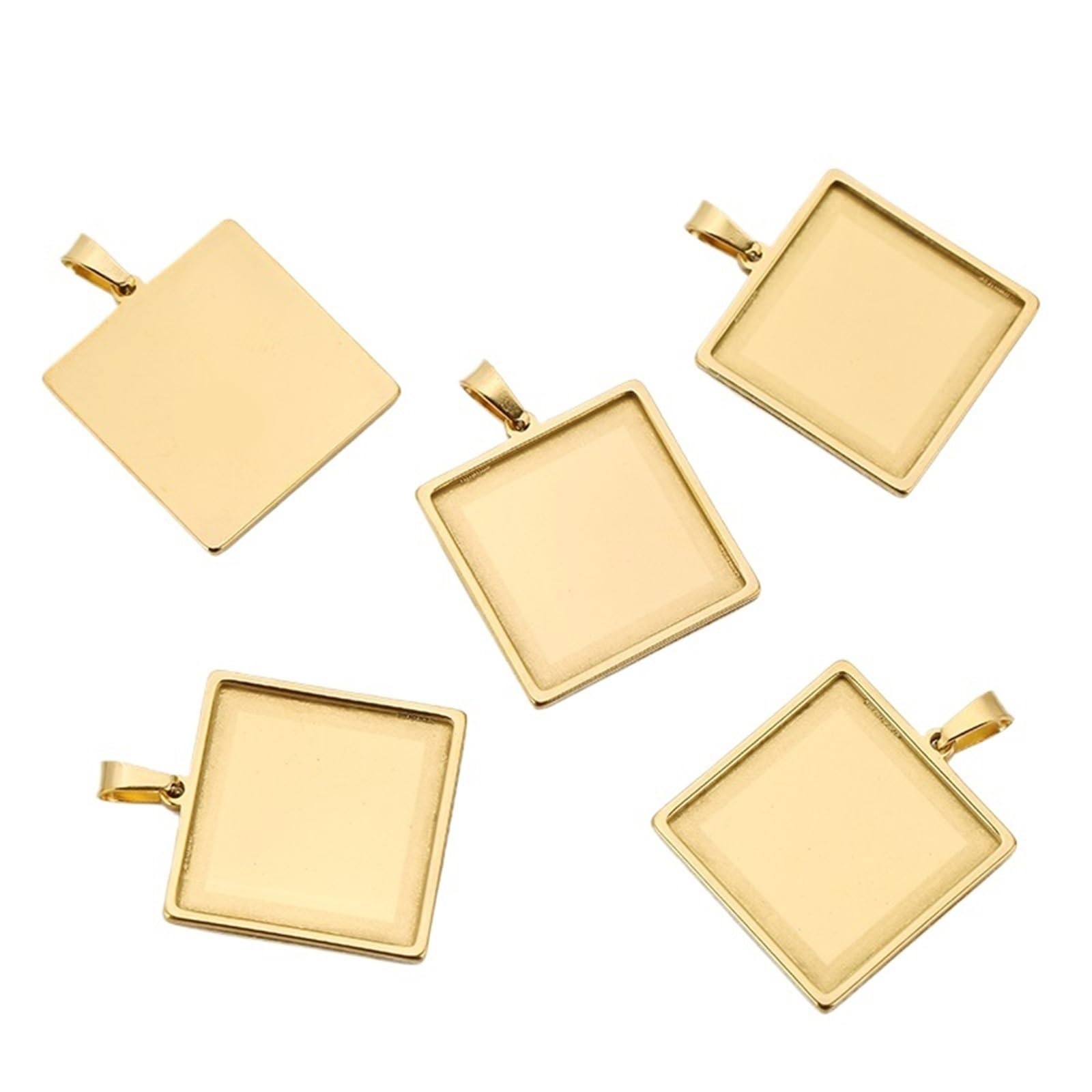 Podstawki do wisiorków, Podstawy z pustymi kaboszonami ze stali nierdzewnej w kolorze złotym(Gold,20mm)