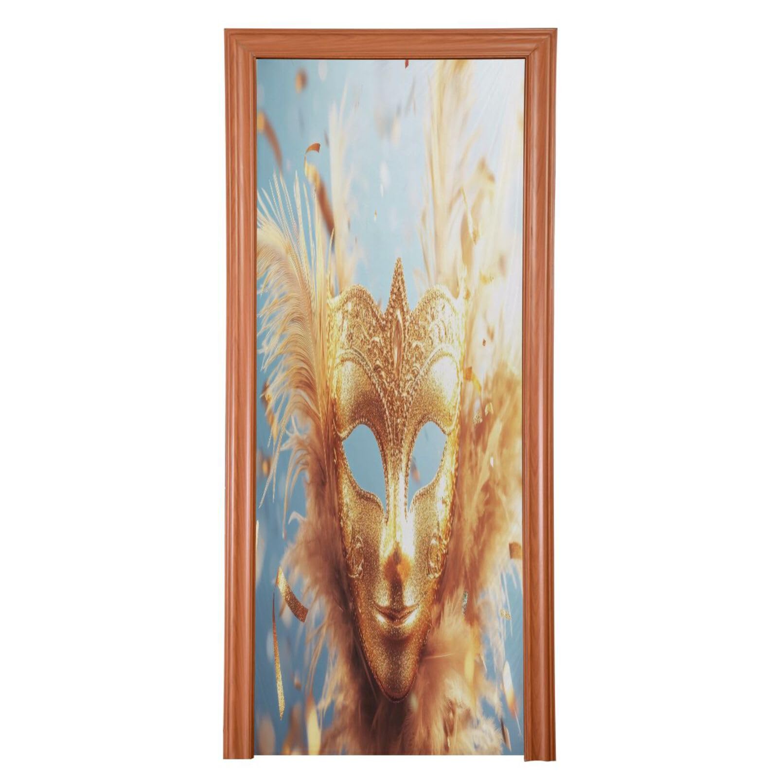 FLildon Carnival Golden Mask Mardi Gras Door Cover Decoration, Party Accessory Porch Decor for Festive Ornament Room Door Covers 36 x 98 Inch