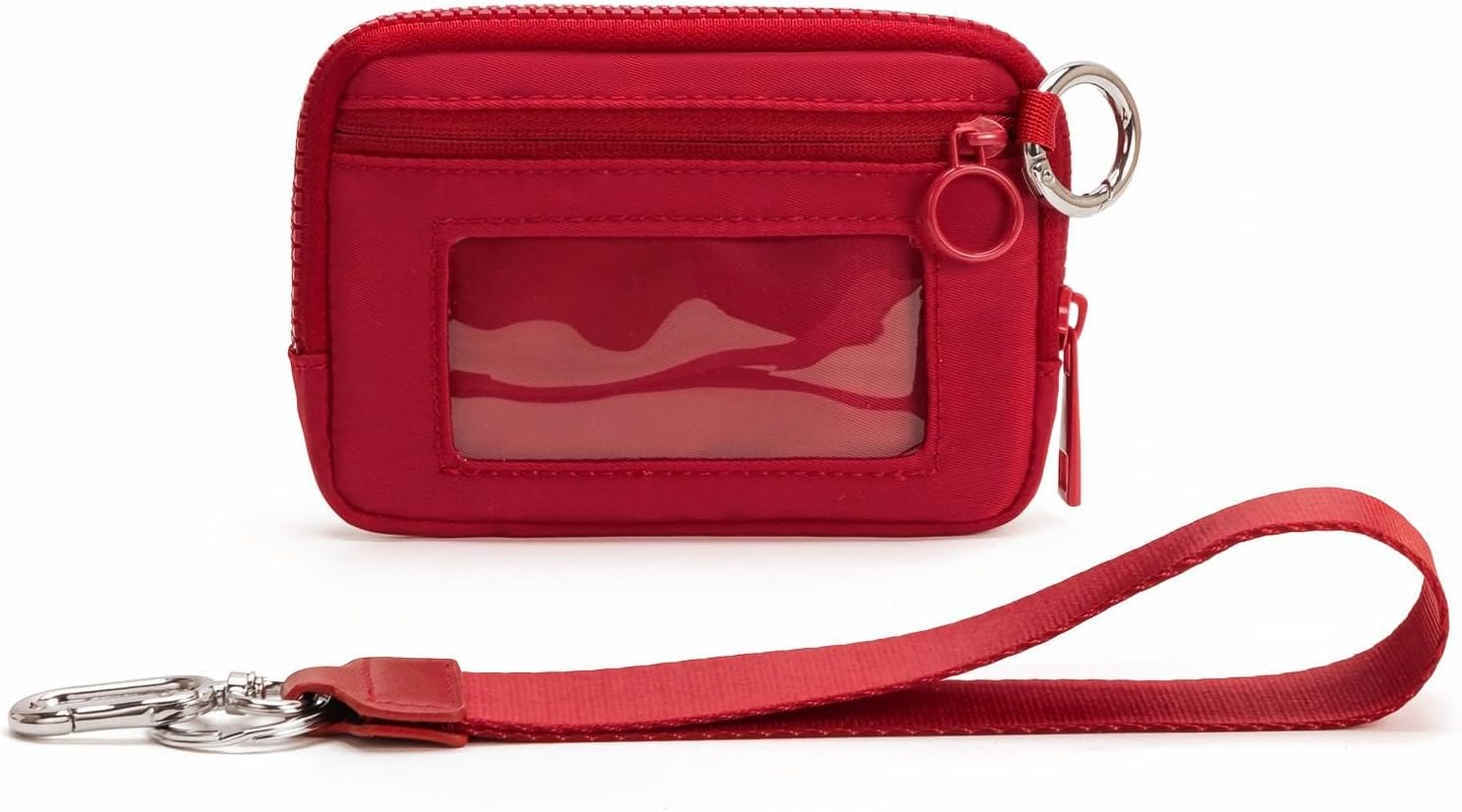 Wristlet Wallet for Women Mini Zip Card Case with Clear ID Window Zipper Coin Purse Lightweight Portable Keychain Wallet