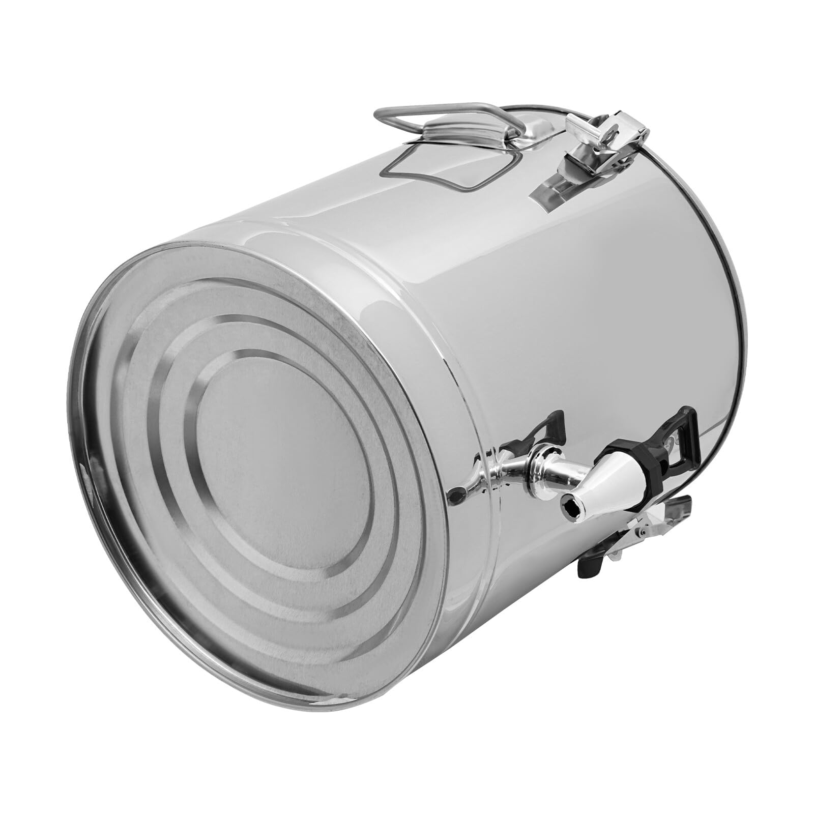 Cubo de acero inoxidable con tapa, 20 l, dispensador de bebidas con grifo, 26,5 x 40 cm | Tiempo de aislamiento: 8 h. Adecuado para guardar zumos de frutas, té y leche, etc
