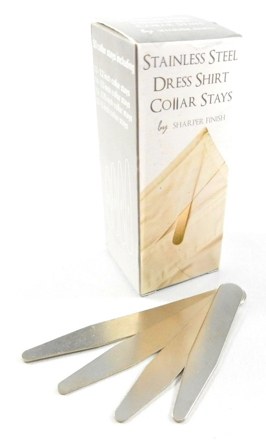 50 Premium Metal Collar Stays For Dress Shirts - 4 Sizes