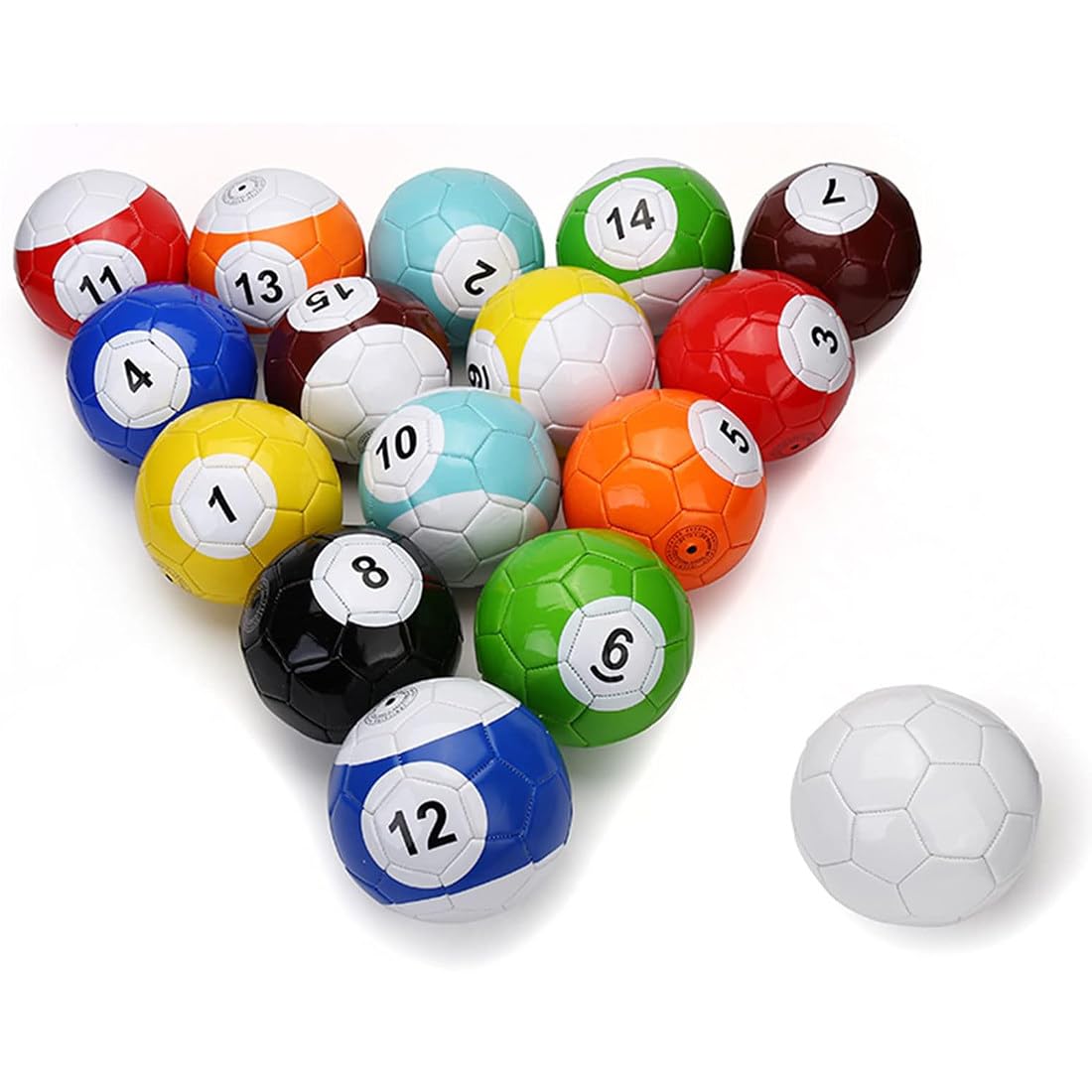 Aufblasbares Fußball-Billard Tischspiel, 16-teiliges Leder-Fußball Pool-Kick Set, Sport & Freizeitspiel für Garten/Innenräume Indoor/Outdoor,20cm/7.87inch