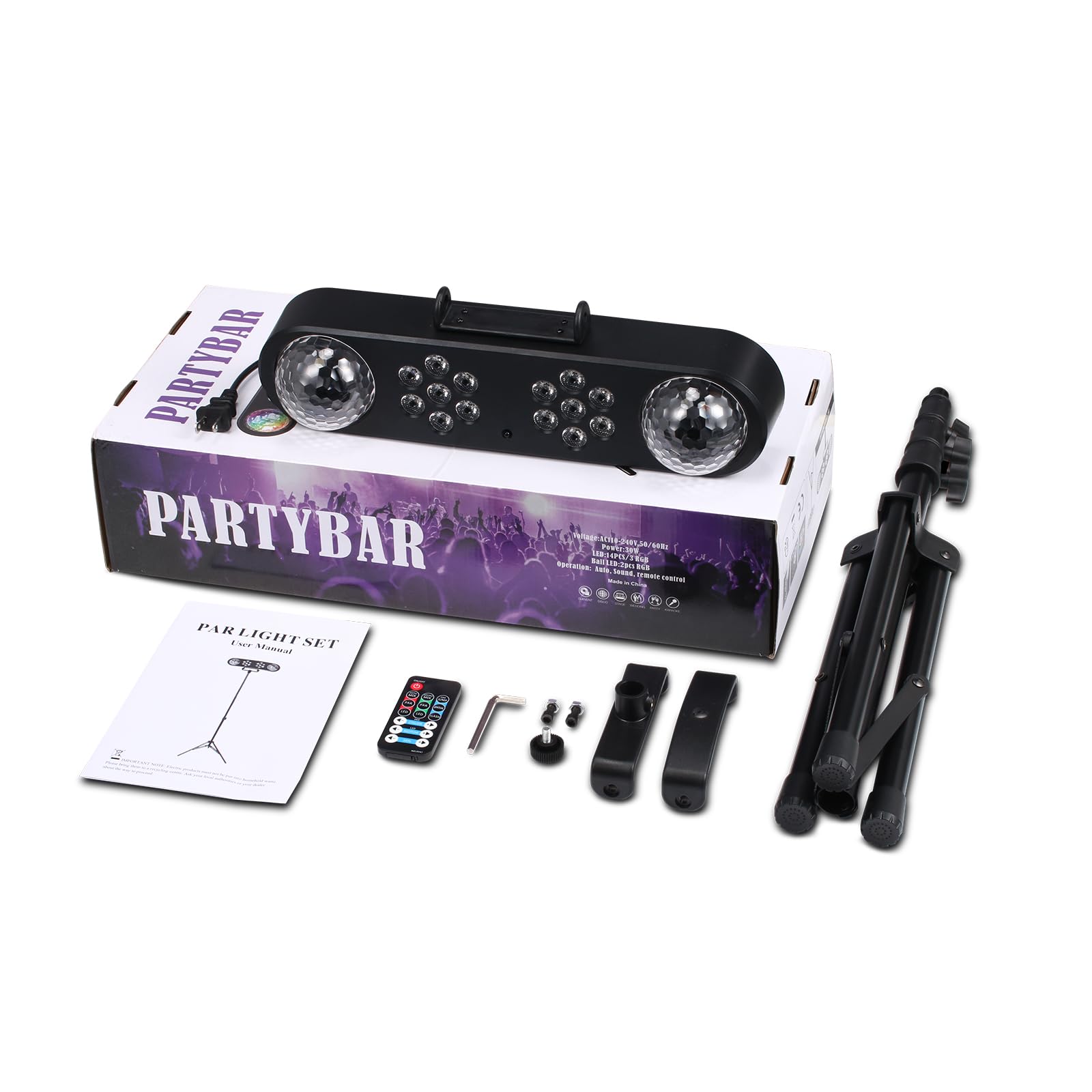 Luces de fiesta de DJ con soporte, luz de barra de fiesta, luces de discoteca giratorias y luz par Corlorful, sistema de iluminación de escenario activado por sonido para bar, concierto