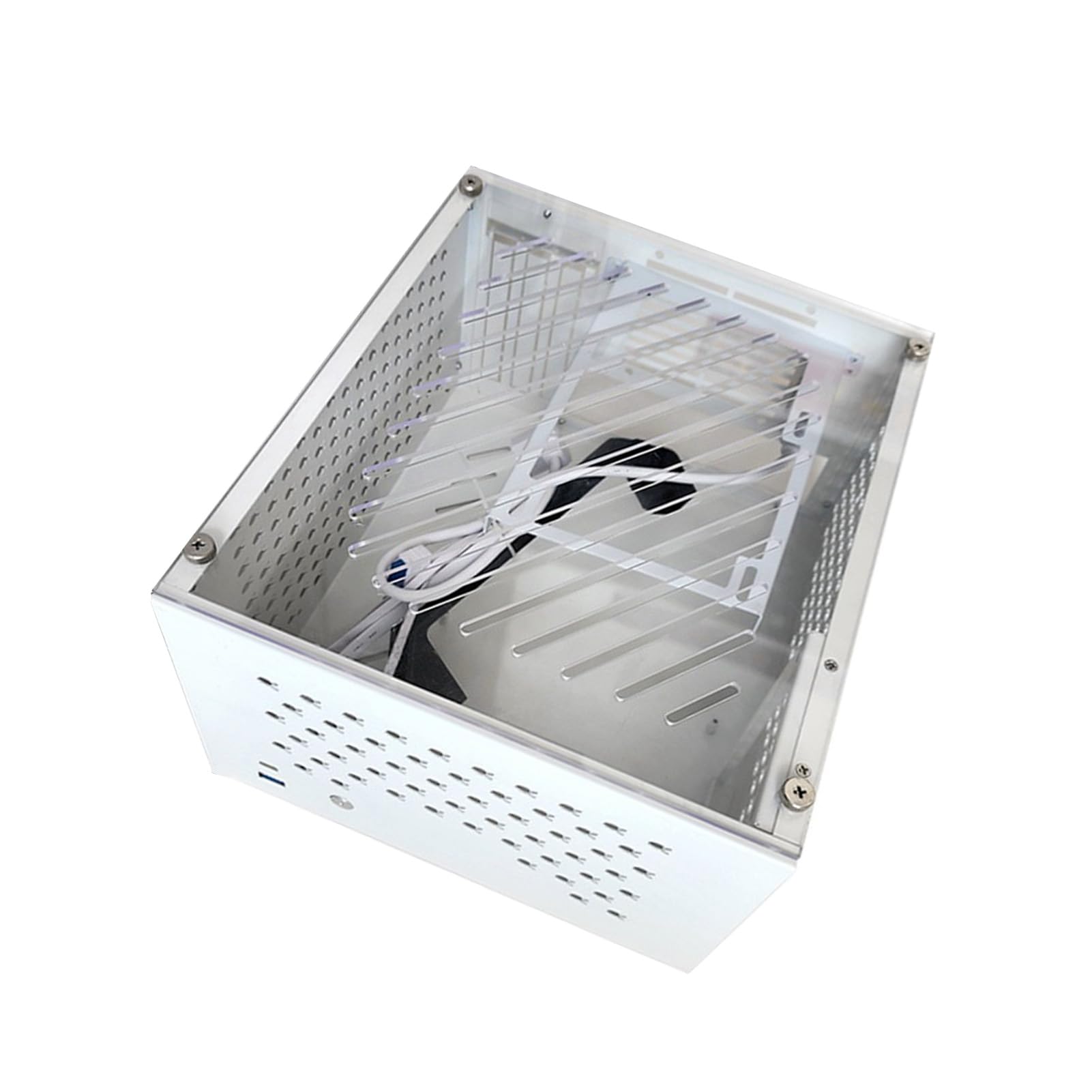 Asixxsix Case per PC ITX Fattore di Forma Ridotto, Case per Computer MATX/ITX con Pannello Laterale Trasparente Supporta Scheda Madre da 190x220 Mm e 170x170 Mm, GPU Fino a 280, 3 Slot PCI, PSU ATX