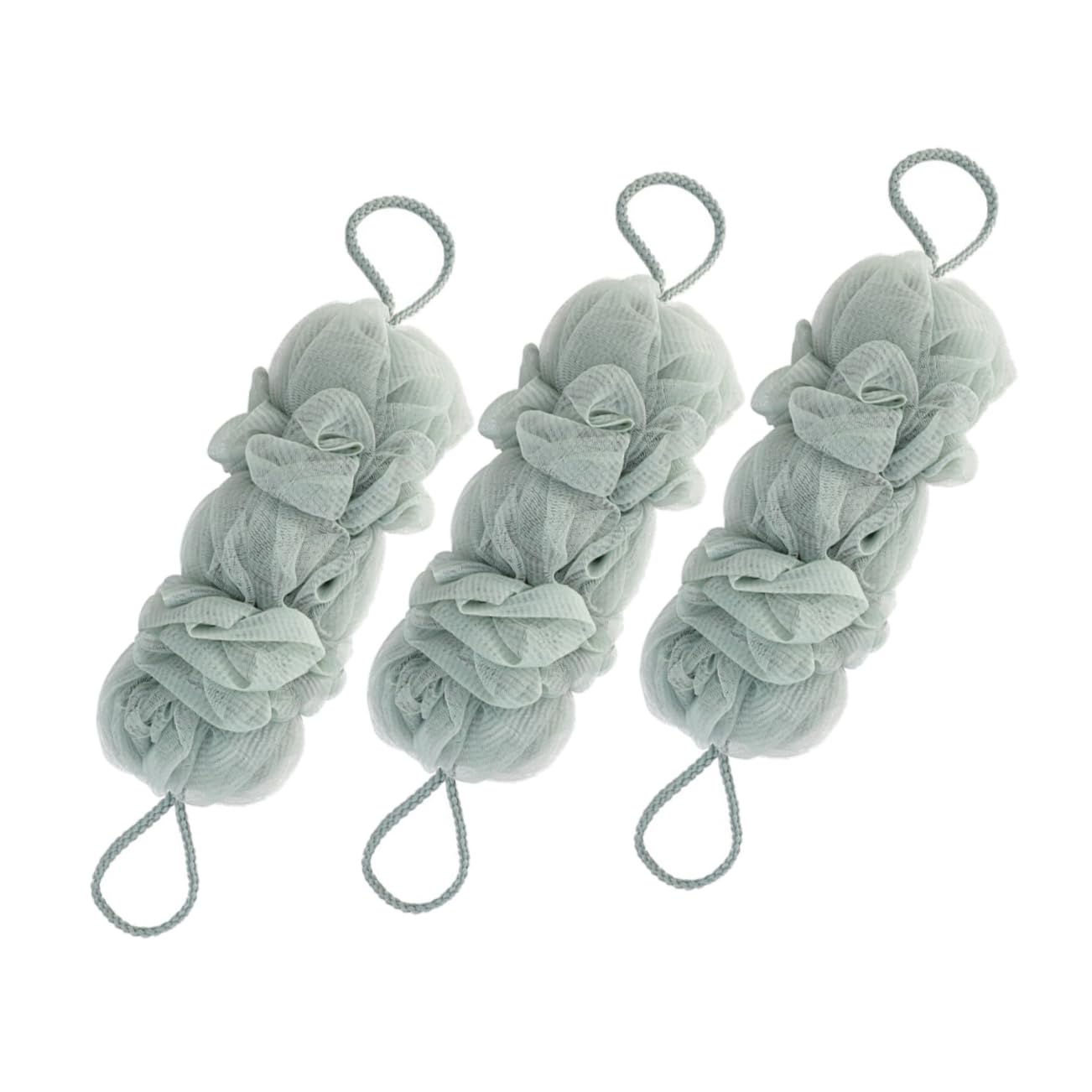PACKOVE 3Pcs Long Back Scrubbers Bath Poufs for Exfoliating Shower Gentle Body Wash Loofahs Skin Friendly Back Washer for Adults and Housewarming Present