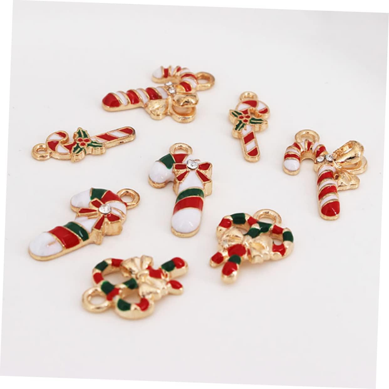 Candy Cane Hanging Ornaments 50 Pcs Alloy with Hanging Hole Xmas