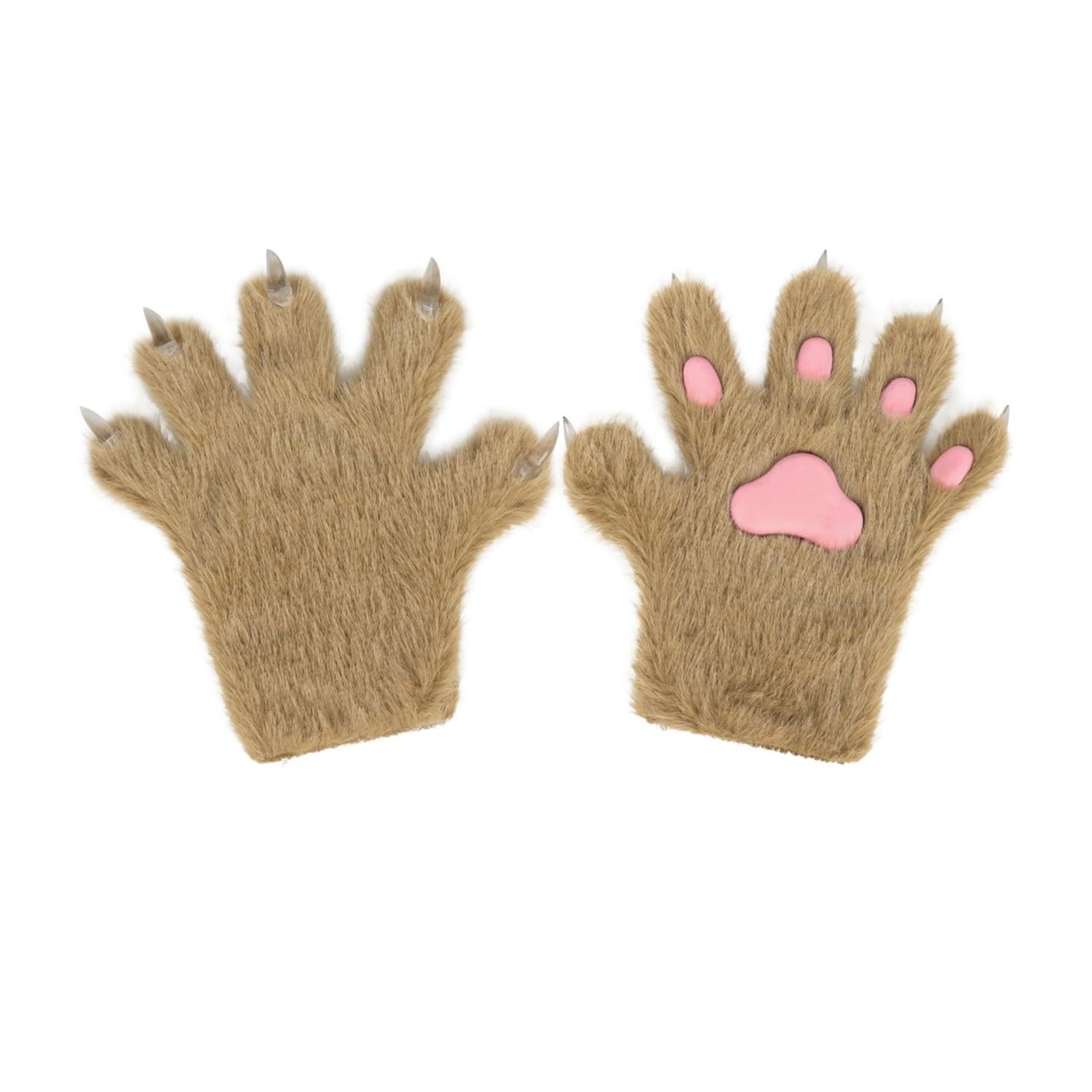 Alloneslife Unisex Khaki Winter Warm Cats Paws Gloves Anime Costume Cosplay Animal Paws Hand Gloves Theme Party Handwear Animation Roleplay Handw(Khaki)