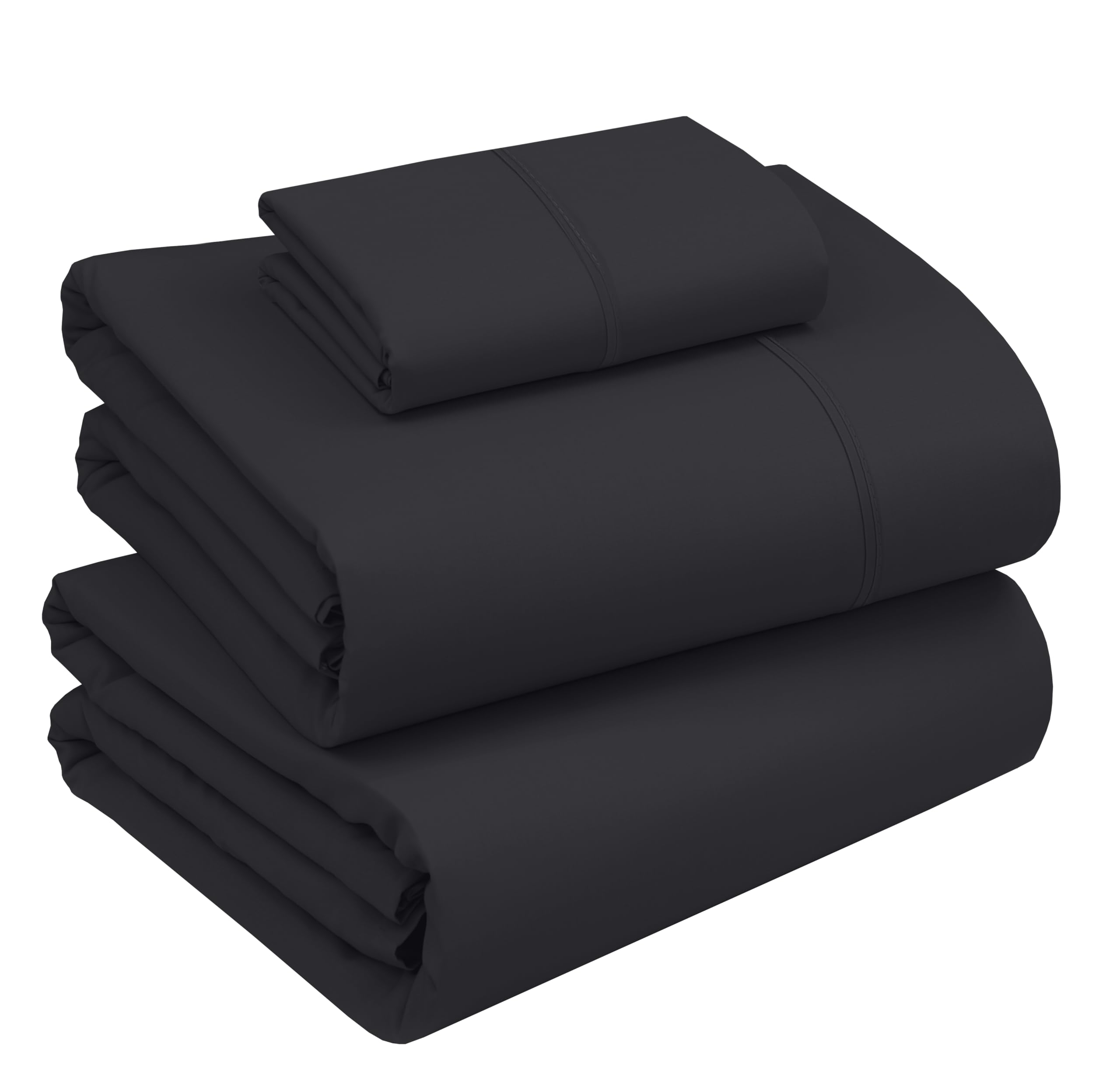 RUVANTI 100% Cotton Sheets – Twin XL Size Percale Bedding, Cooling & Breathable, Durable with a Crisp, Soft & Comfortable Feel, 16" Deep Pocket, 3-Piece Set, Jet Black
