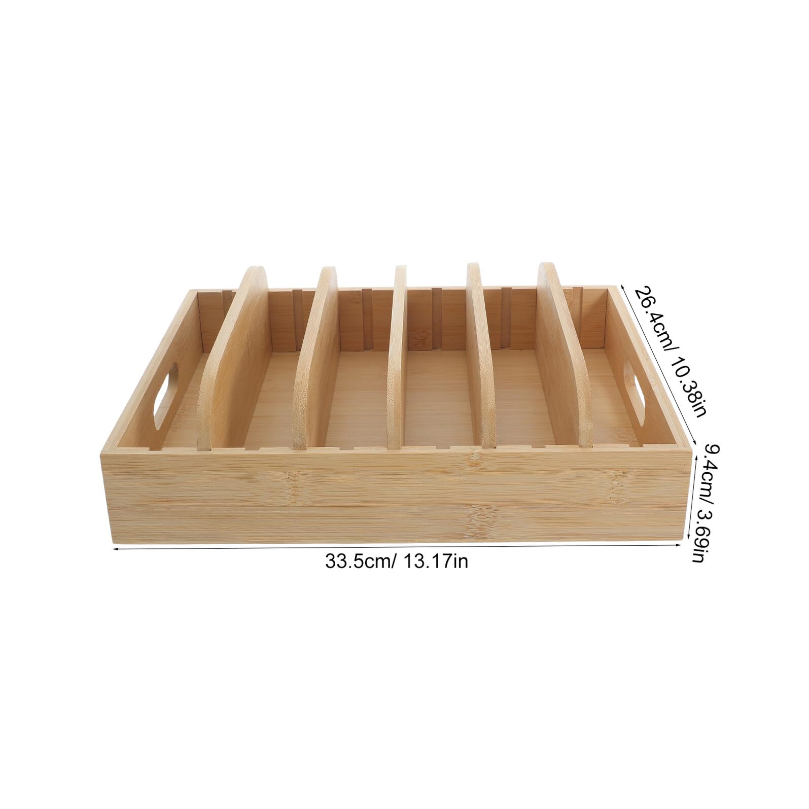Organizer e 6 Scomparti in Bambù per Coperchi da Cucina con 5 Divisori Regolabili Contenitore per Alimenti con Maniglie Ergonomiche, per Profondi
