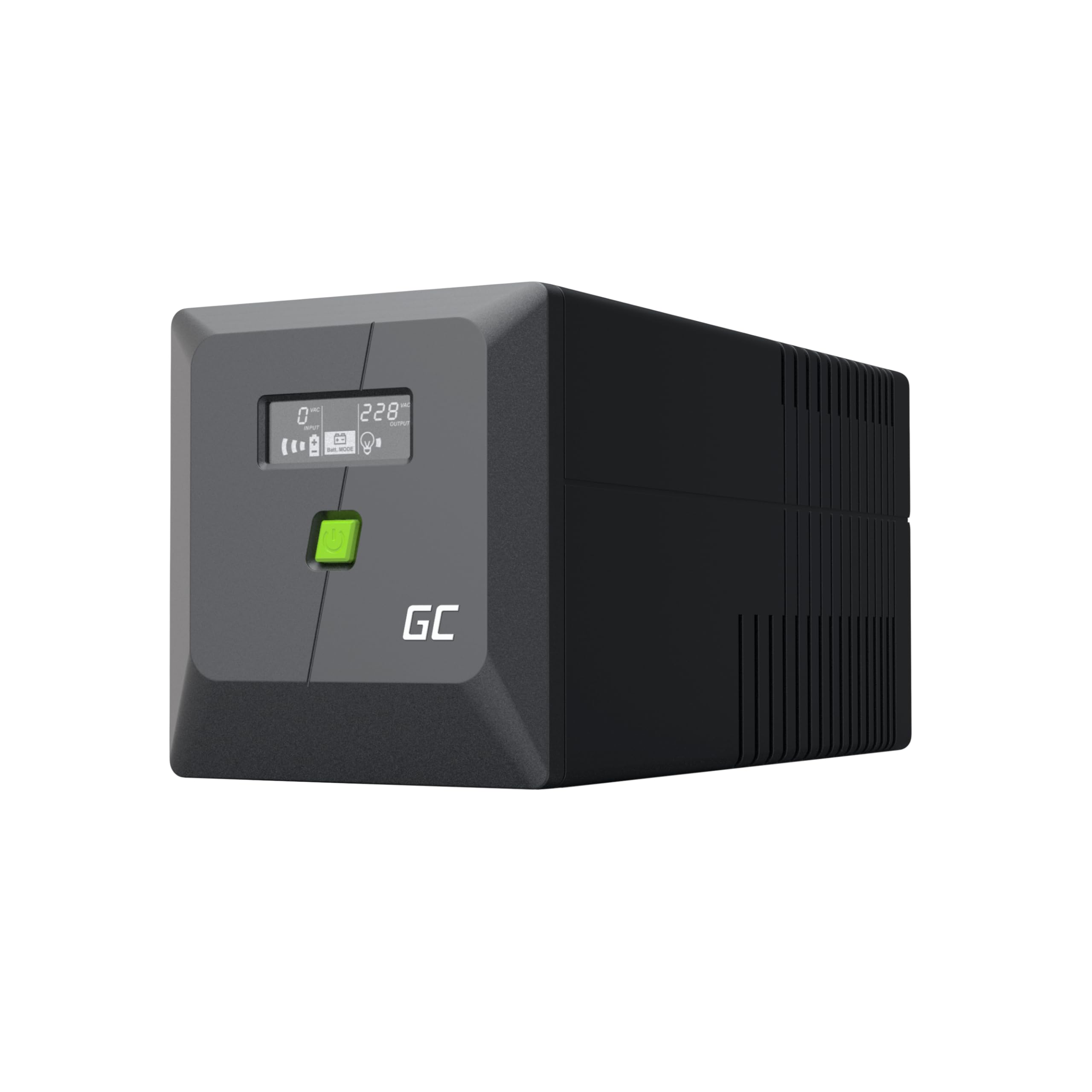 Green Cell PowerProof Gruppo di continuità UPS 1000VA/600W con display LCD, onda sinusoidale modificata, protezione sovratensioni, backup energia, USB/RJ45, 2 prese Schuko + 2 IEC