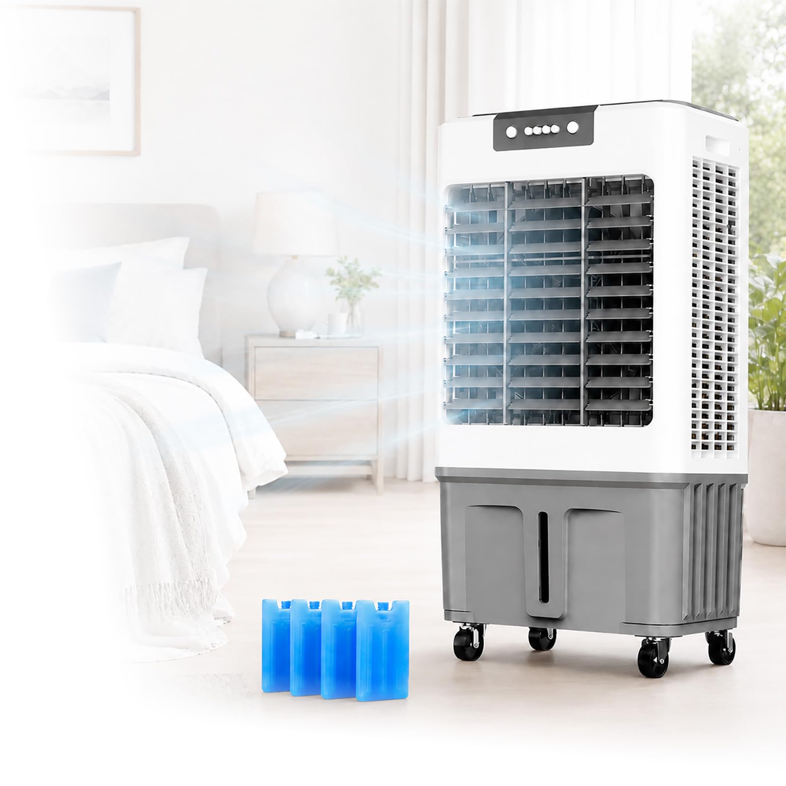 Enfriador portátil swamp cooler con temporizador 24h y 4 bloques de frío