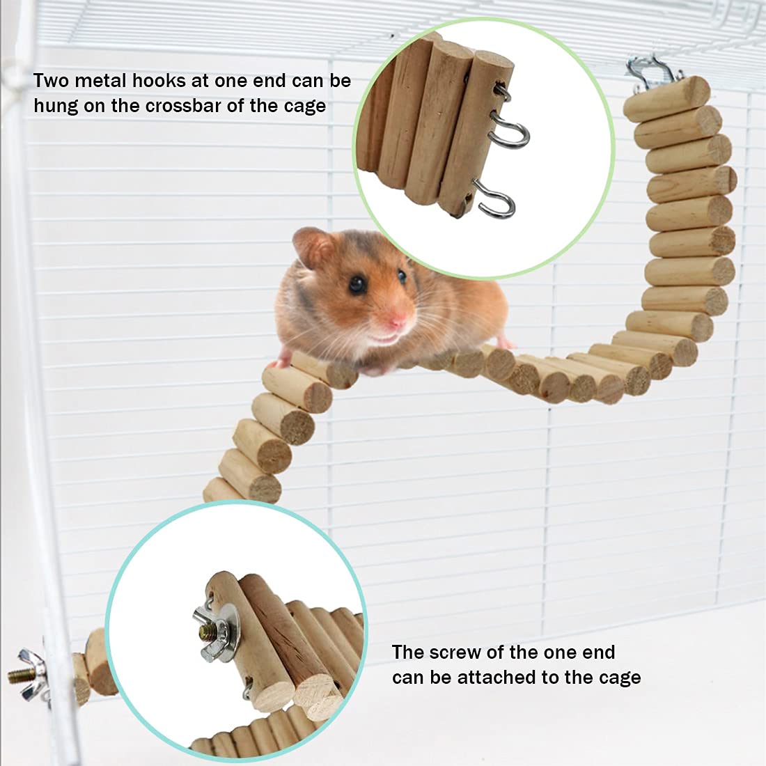 Hamsterbrücke Aus Holz, 65,6 X 8,9 Cm – Biegbare Kletterleiter Für Hamster, Mäuse & Kleintiere