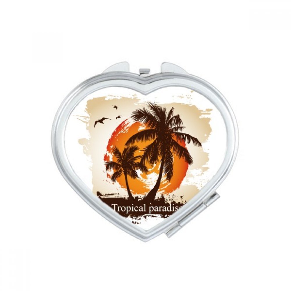 Miroir de maquillage compact Coconut Tree Beach - Miroirs de poche mignon fait main