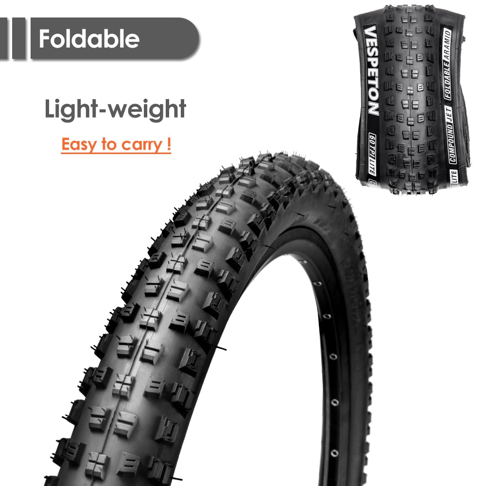 Par de neumáticos de bicicleta de montaña de 60 TPI, neumáticos plegables de Kevlar, 26/27.5/29 x 2.25 pulgadas, paquete de 2
