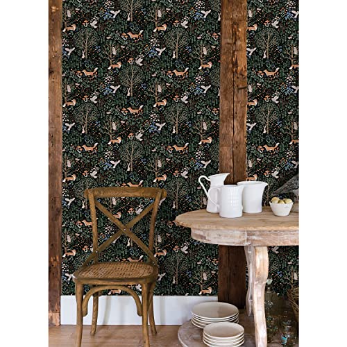 Papier peint de créateur Clara Jean Folklore Forest Noir RoomMates - 6
